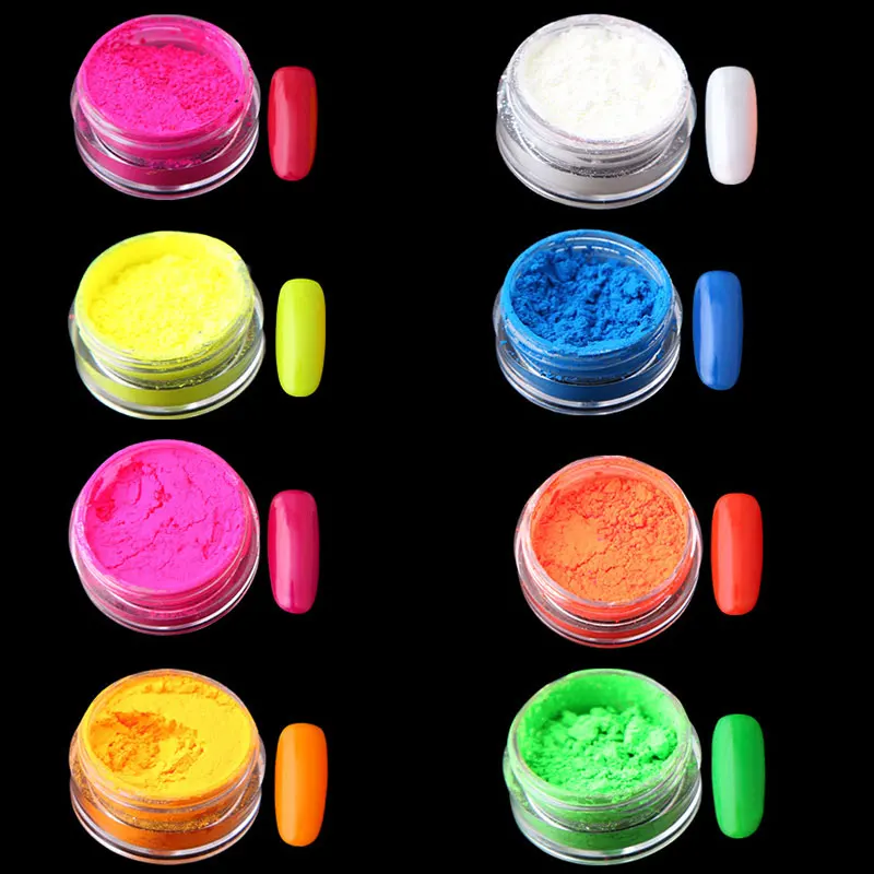 12 баночек/набор неоновый пигмент флуоресцентный блеск для ногтей цвет пудра