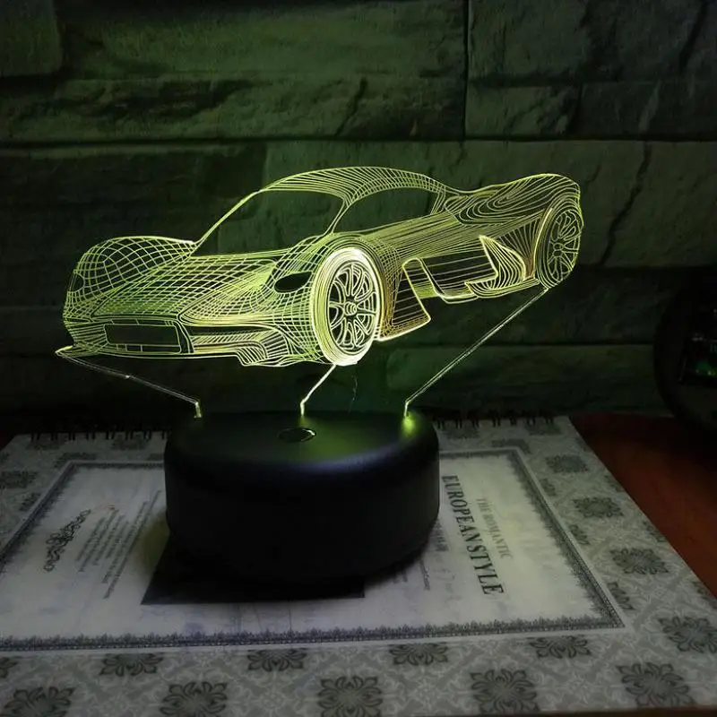 Creative Colorful Desk Lamp Touch Charging Stereo Vision Table For Bedroom Gift Atmosphere Sport Car Led 3d Nightlight | Освещение