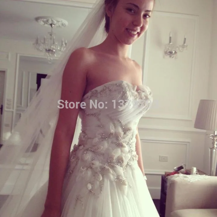 vestido de noiva Luxurious Bridal Gown A-Line Sweetheart Court Train Flowers Beading Tulle Long White Ivory Wedding Dresses | Свадьбы и