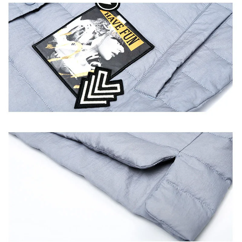 

Fashion pattern print thin down jacket women medium long slim down coat outerwear 2019 autumn winter