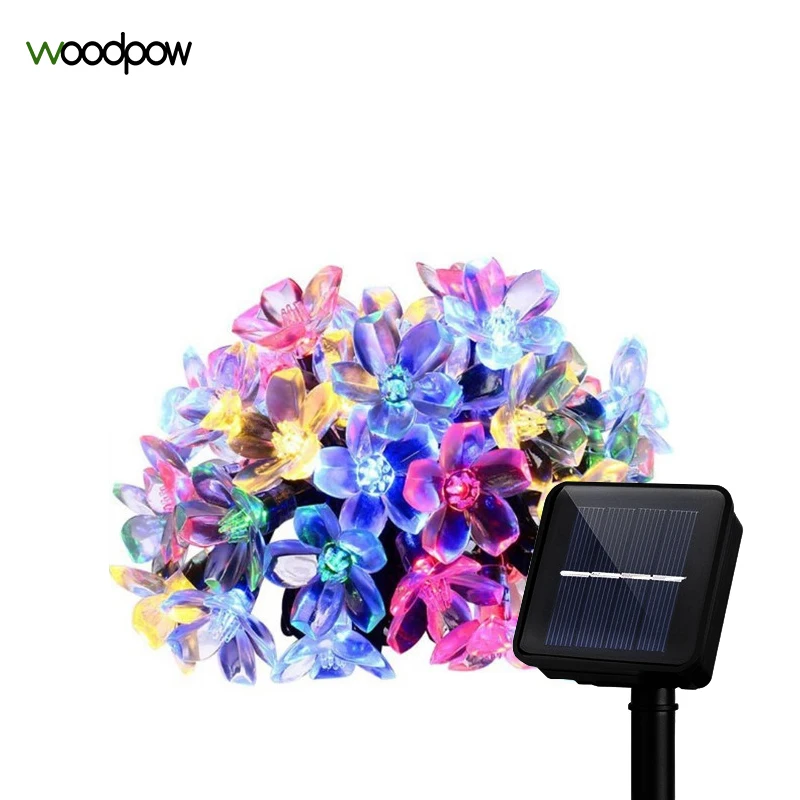 Woodpow 50 100LED Солнечная Сакура цветок Гирлянда Свет персиковые цветы сказочные огни
