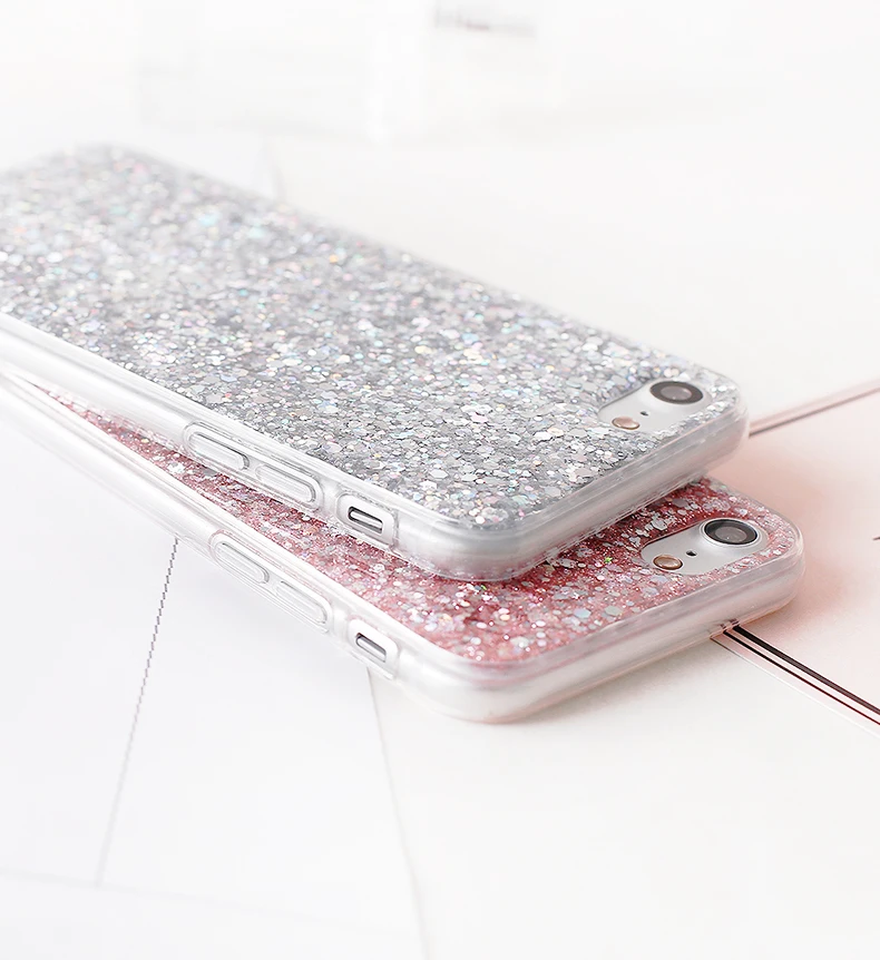 Phone Case For Apple iPhone 6 S 7 Плюс Роскошный Bling игристые Блеск Блестка Блесток Сотовый