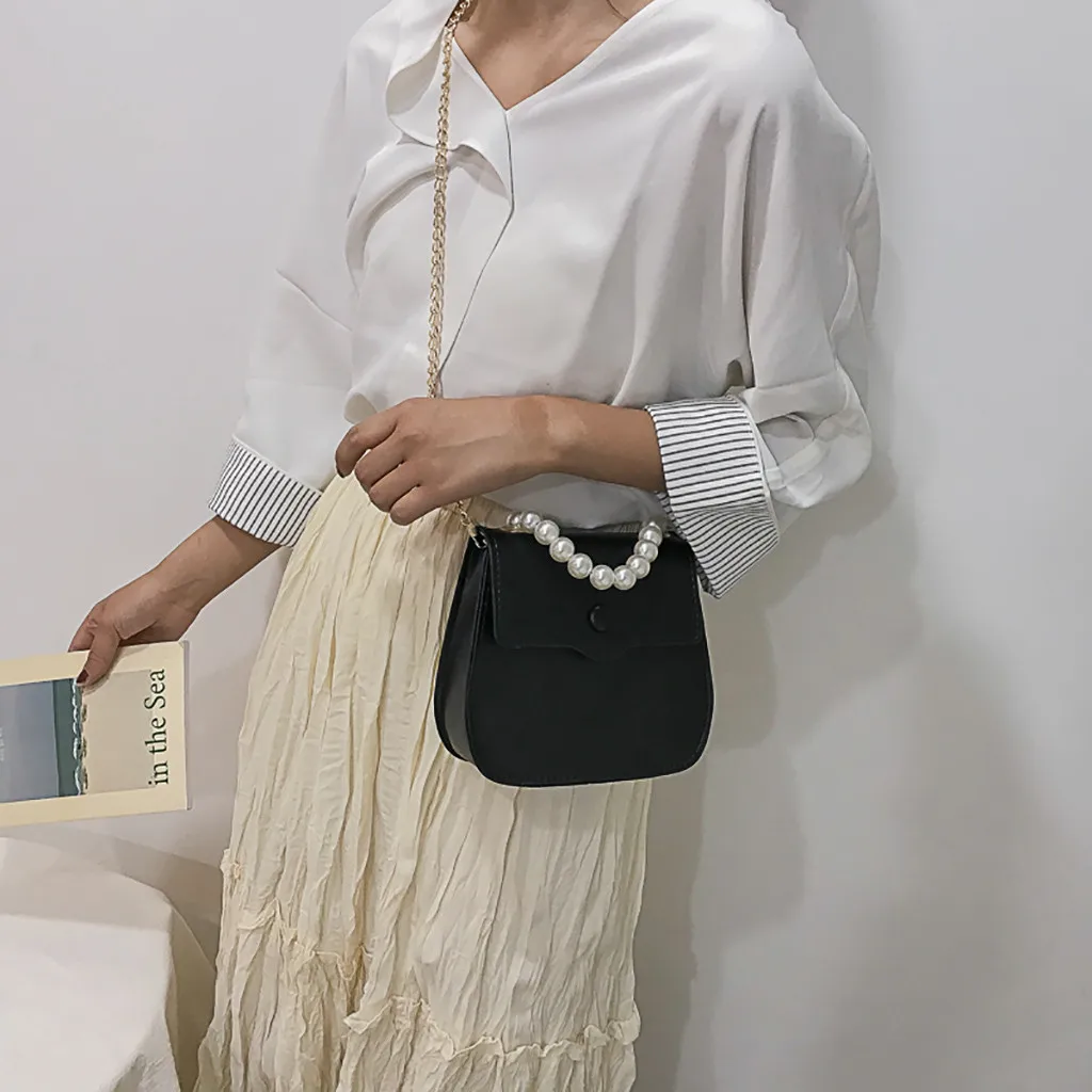 Новинка женская сумка мессенджер с жемчужинами модная маленькая квадратная на