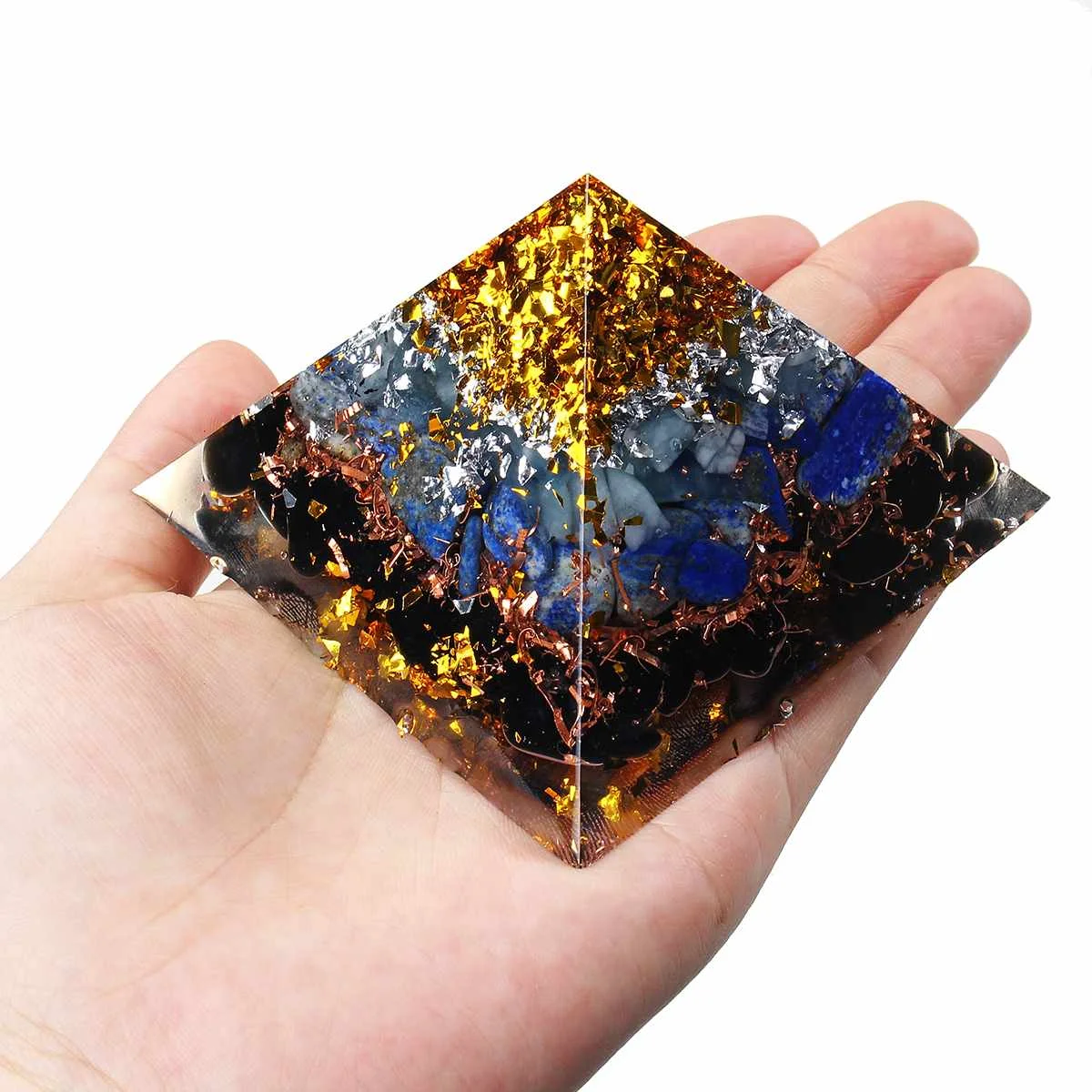 Aura Crystal 65 мм Orgone Energy конвертер Orgonite Пирамида успокаивает камень, меняющий магнитное поле жизни смолы