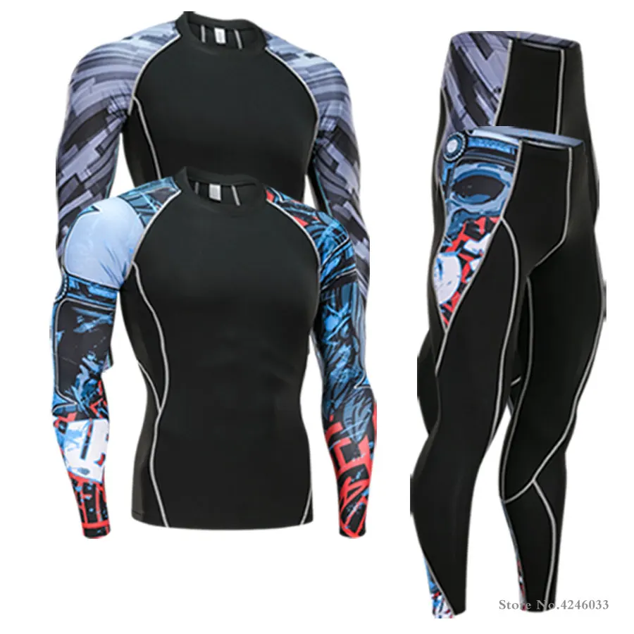 2018 Брендовое термобелье мужские комплекты нижнего белья компрессионное