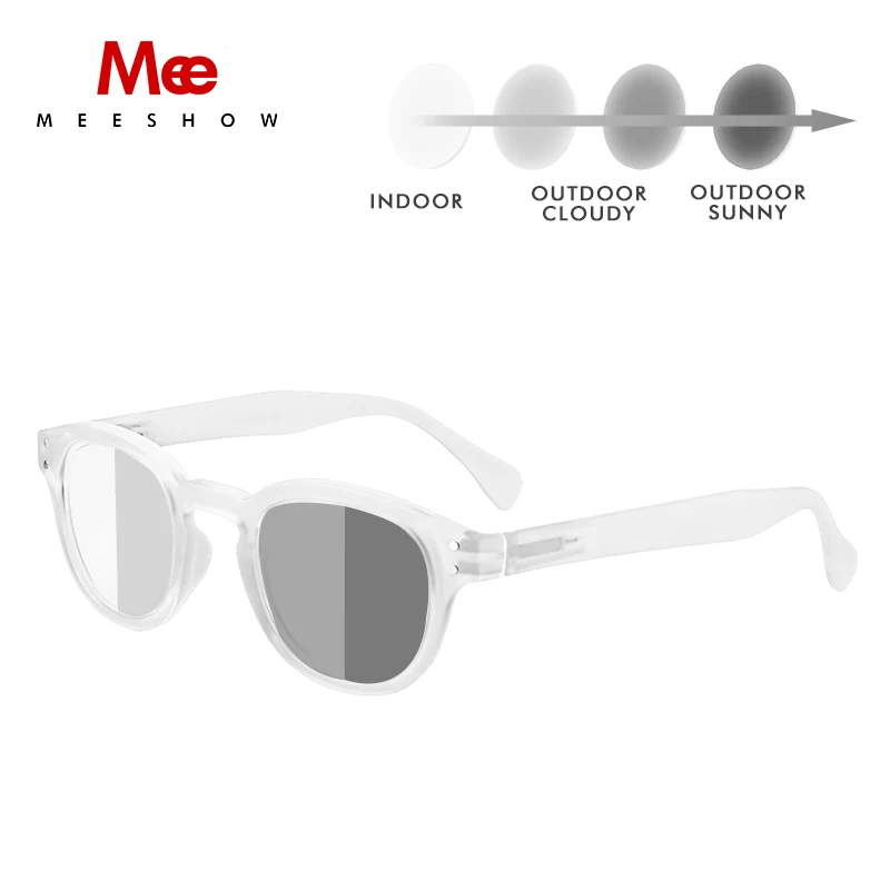 White Photo Gray MEESHOW, очки по рецепту, женские солнцезащитные очки, фотохромные очки, мужские ретро очки, очки для близорукости, очки для чтения 0,5 UV400 1513 - Цвет оправы: White Photo Gray