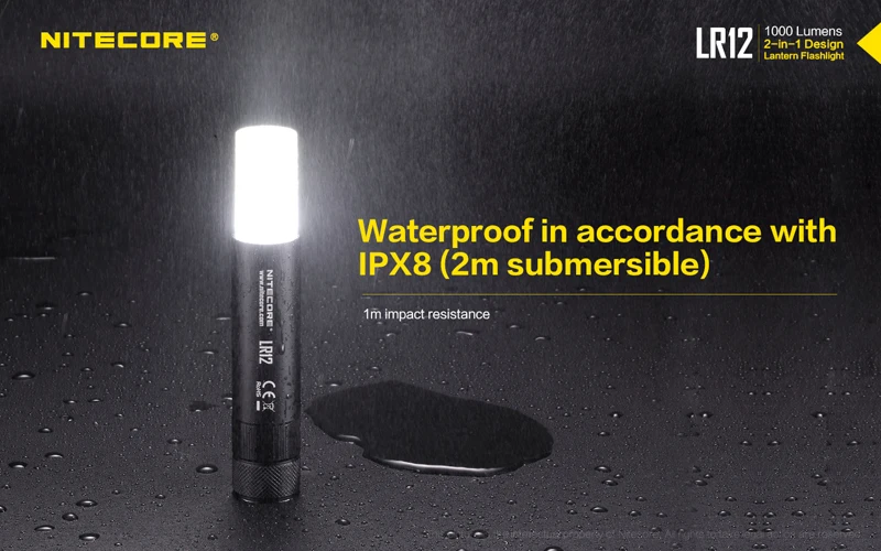 Горячая Nitecore LR12 2 в 1 дизайн CREE XP-L HD V6 светодиодный 1000 люмен выдвижной портативный фонарь
