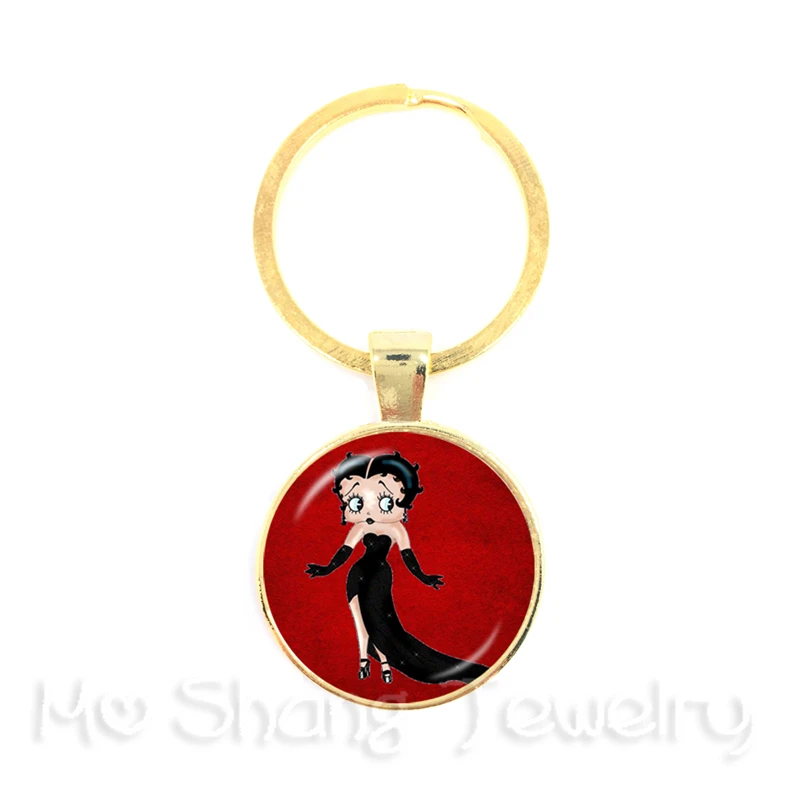 Naive и сексуальный Hyperbole Betty Boop серии узор 25 мм круглый стеклянный кабошон брелок ручной работы для гламурного подарка - Цвет: 2