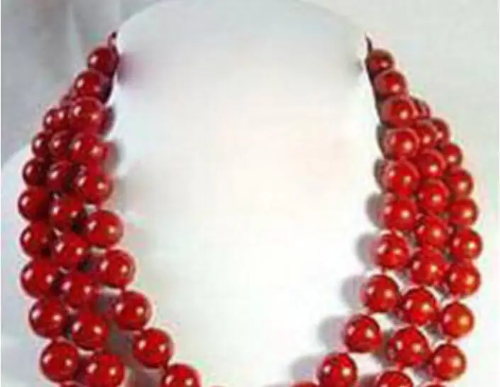 Новая прекрасная подвеска красный коралл Цепочки и ожерелья 60 &quot10 мм Имитация