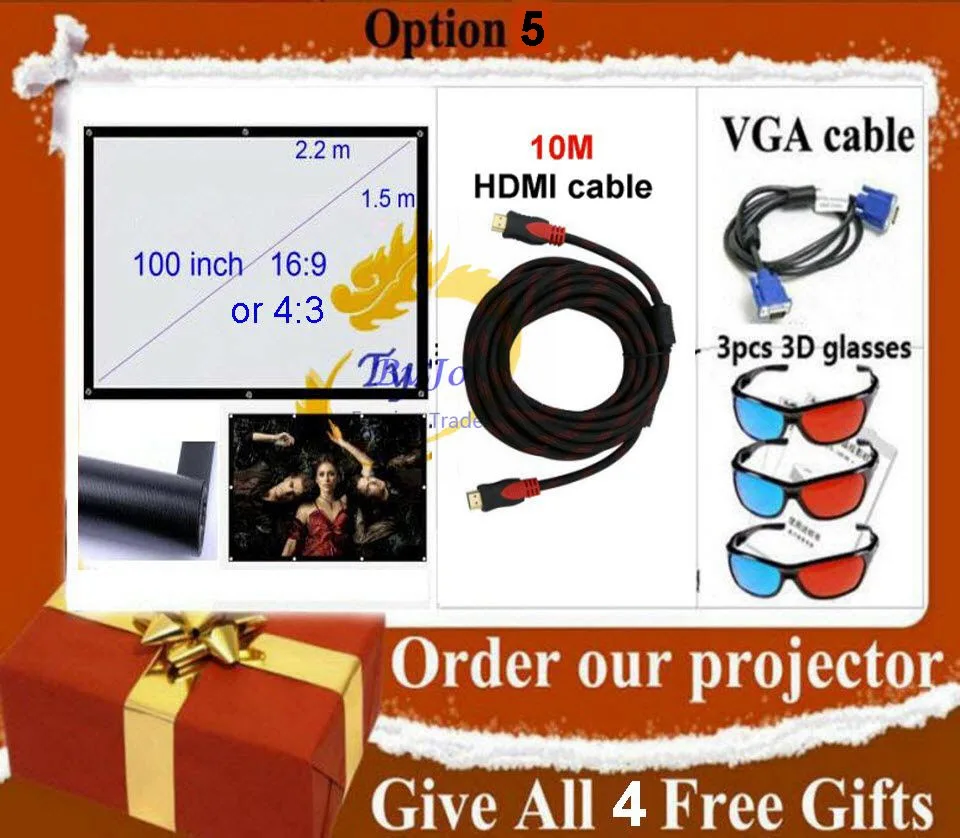 Светодиодный проектор ViEYiNG HD с дополнительным потолочным креплением кронштейн