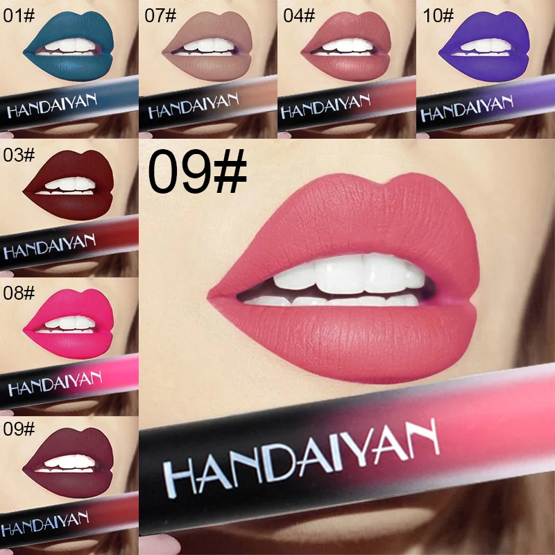 HANDAIYAN новинка 12 цветов жидкая помада фиолетовый зеленый стойкий блеск для губ