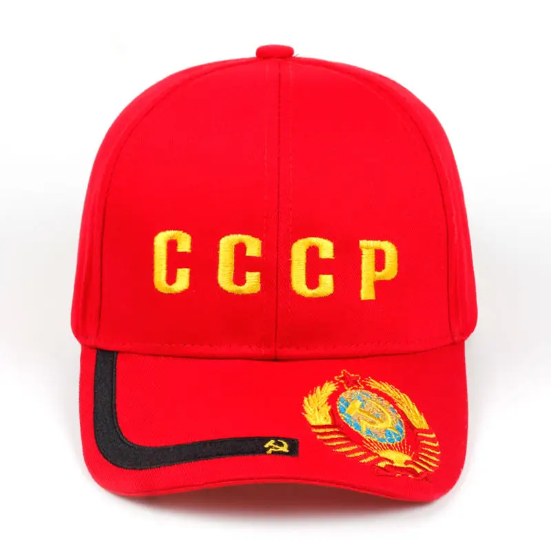 Красный Женская и Мужская бейсболка CCCP русские бейсболки советское соединение унисекс летние хлопковые% Регулируемый задник кепки Кепка для гольфа - Цвет: Красный