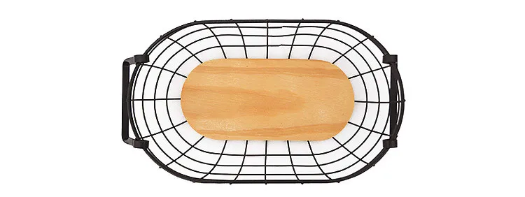 Ретро деревенская проволочная сетка с деревянным дном корзина для хранения