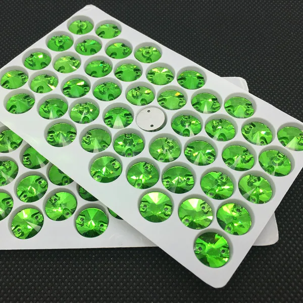 grass green 14 мм 3200 со стразами "риволи" Цвета Стекло шить на стразами Швейные кристаллами стразами прекрасно подойдет к вечернему платью; одежда ручной работы искусства - Цвет: grass green