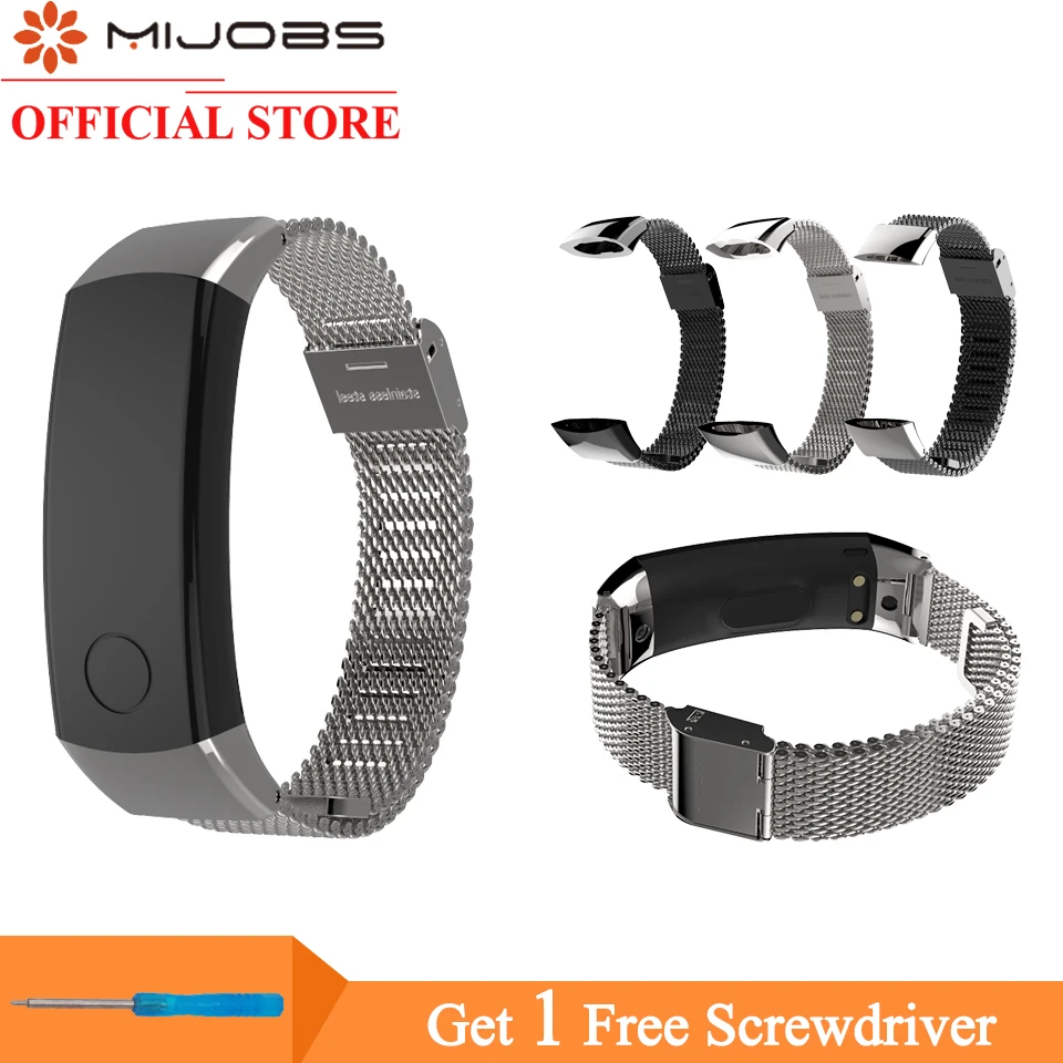 Миланский металлический ремешок для huawei Honor Band 3 Смарт-часы 155-255 мм браслет браслеты из нержавеющей стали умные аксессуары