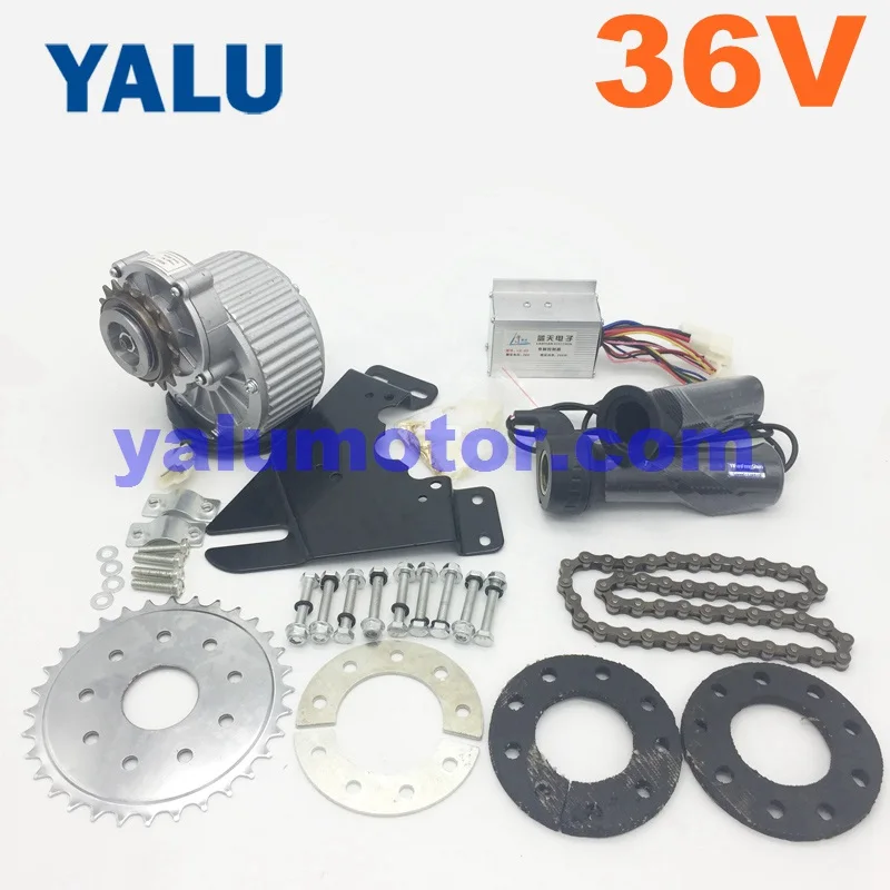YALU, 24 В, 450 Вт, сделай сам, левая сторона, для электровелосипеда, комплект для преобразования мотора MY1018, UNITEMOTOR, электродвигатель для электрического велосипеда, комбинированный комплект с дроссельной заслонкой - Цвет: 36V Common Throttle