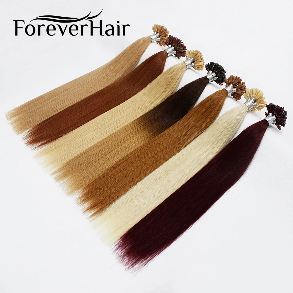 FOREVER HAIR 1 г/локон 1" 18" 2" 24" Настоящие Remy Fusion человеческие волосы для наращивания кератиновые натуральные цветные пряди волос капсулы 50 шт./ПАК