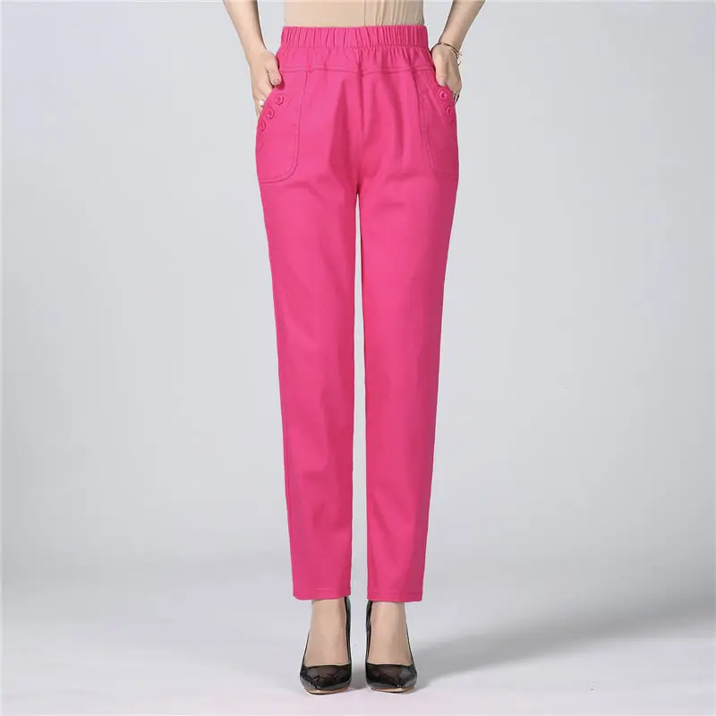5XL штаны с высокой посадкой для женщин одежда эластичные девушек работающих в