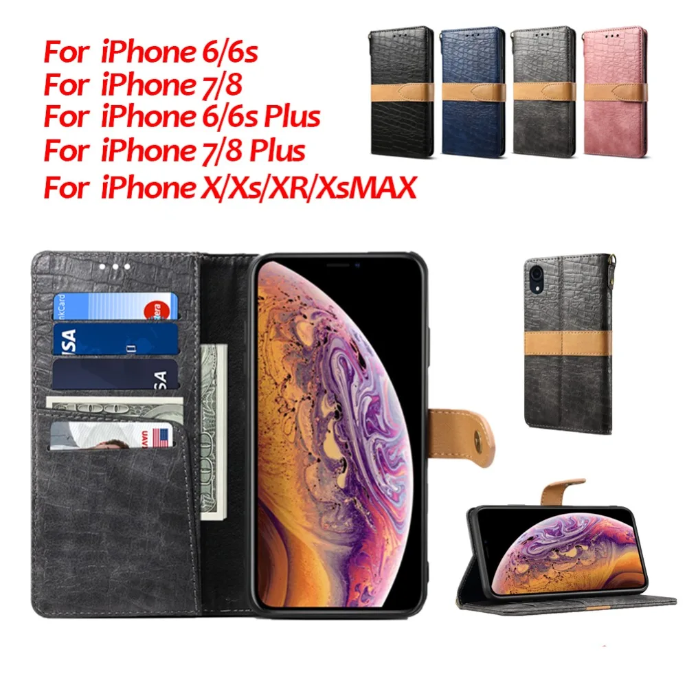 Wellzly чехол для iPhone X XR XS MAX 6 6s 7 8 Plus из искусственной кожи флип бумажник держатель