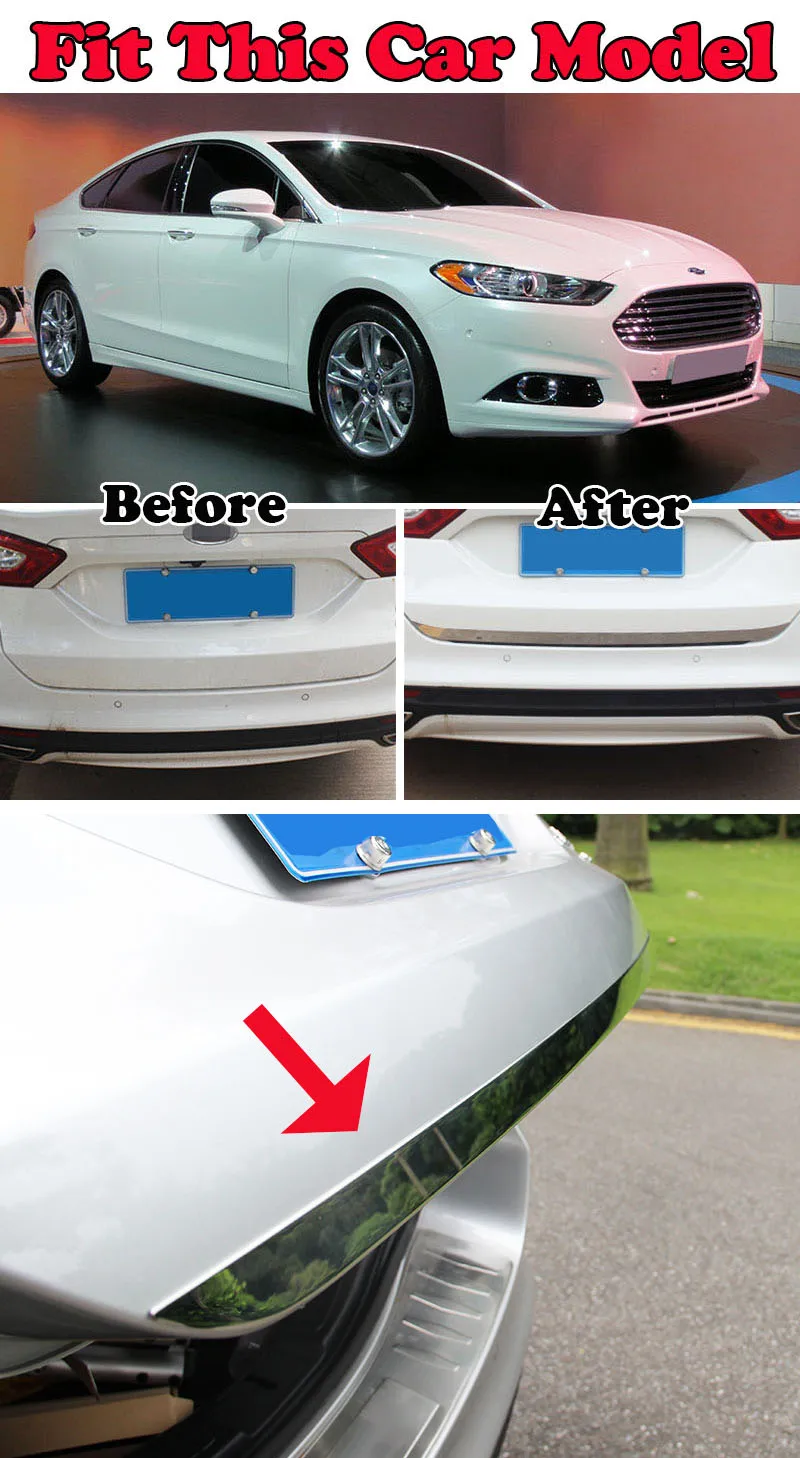 Для Ford Fusion Mondeo 2013 Chrome Задняя Крышка багажника загрузки задняя дверь края крышки отделка под давлением газа