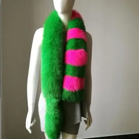 Новинка модная шаль из натурального Лисьего меха с полосатым хвостом шарф