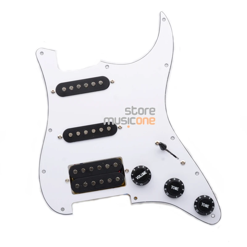 White Многоцветная электрогитара Pickguard и черный SSH загружен Prewired scrachplate в сборе - Цвет: White