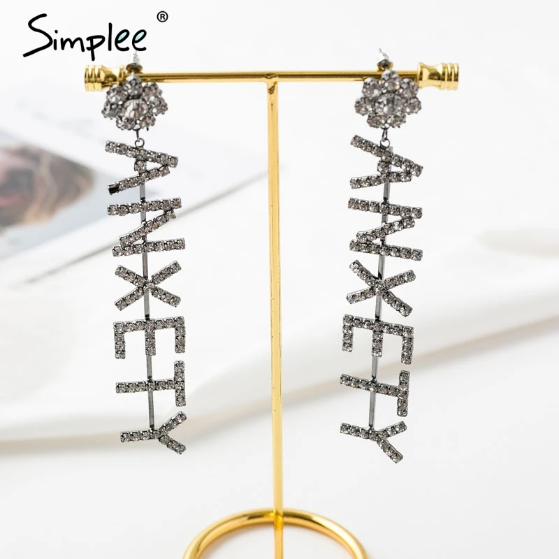 Simplee Fashion rhineston english alphabet earrings Retro pendant dangle drop Popular long women jewelry | Украшения и аксессуары
