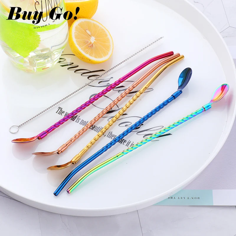 2 шт. длинная витая соломенная ложка портативная золотистая искусственная