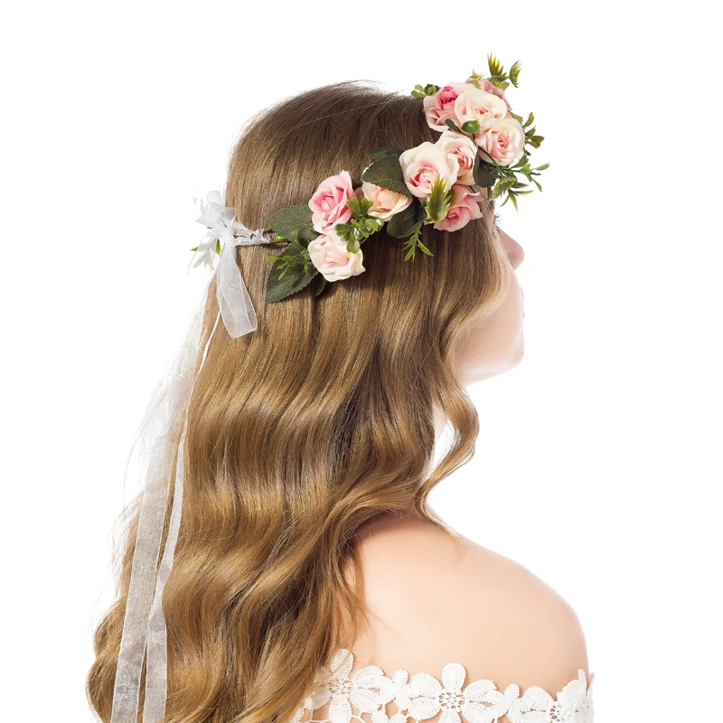 

Rose Flower Wreath Festival Wedding Crown Girls Party Floral Garlands Crown Floral Halo Women bride Bridesmaid Flower Crown