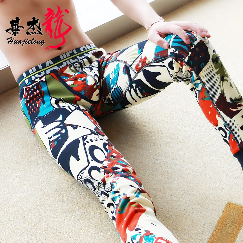 

Men long johns mens warm pants elastic line of men's fashion cotton sexy underwear tight legging long Johns plus velvet size XXL