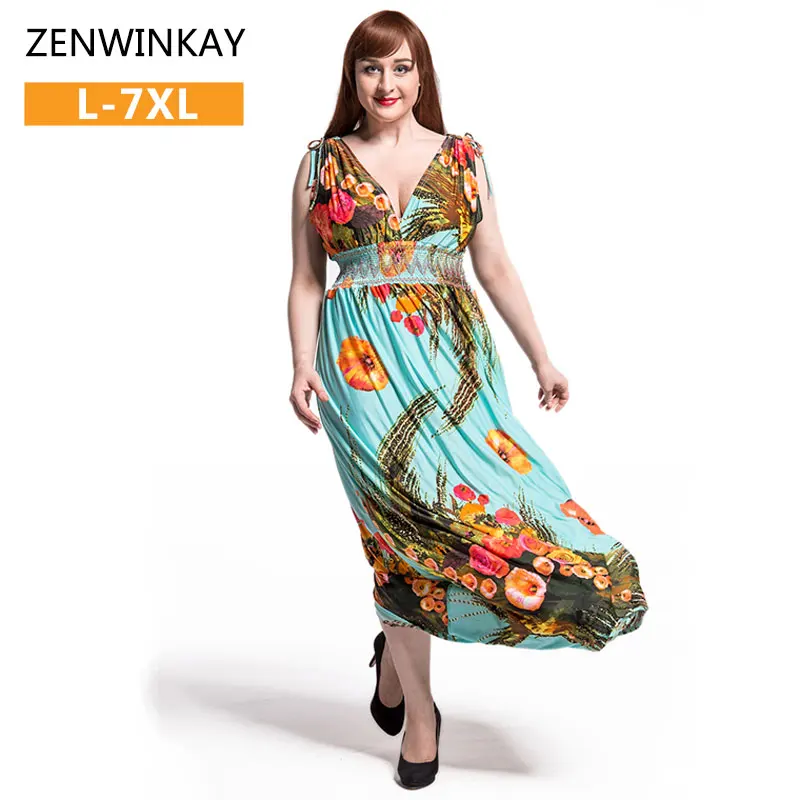 2017 Случайные Женщины Сарафан Макси Dress Цветочные Длина Пола Спинки Summer Beach Плюс
