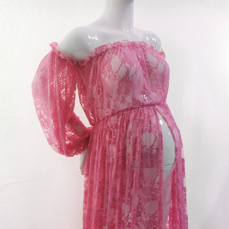 

New Fashion Maternity Dresses For Photo Shoot Unique Lace Floral pregnancy long dress photography clothes for pregnant women