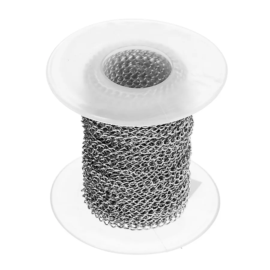 SAUVOO 10 Yards/Roll 2/2.5/3mm Width Silver Color Stainless Steel Link Chain Bulk Metal Diy Extender Chains Necklace Jewelry | Украшения и