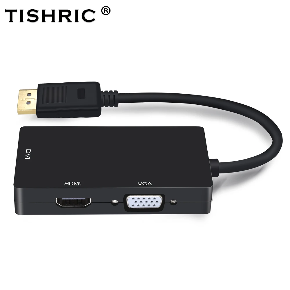 TISHRIC 3в1 DisplayPort DP Display Port Male to DVI HDMI VGA адаптер 3 5 мм конвертер кабель для Dell HP Monitor Destop - Фото №1
