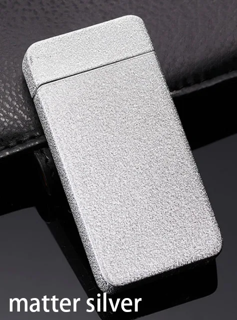 Плазменная зажигалка, Бесплатный Лазерный Логотип, откидная зажигалка, Usb Зажигалка для сигарет, ветрозащитная двойная дуговая Электронная зажигалка для курения - Цвет: matte silver