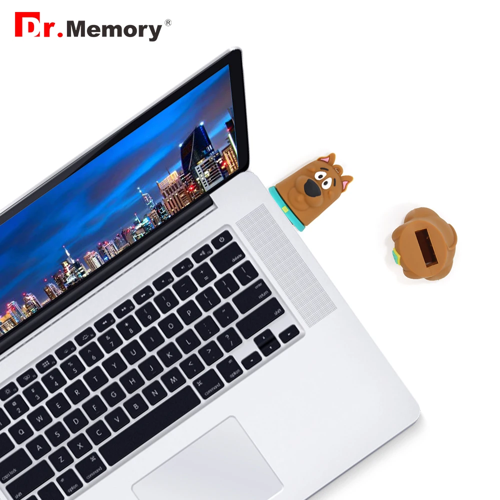 Прекрасный коричневая собака USB флеш накопитель 64Гб реальные Ёмкость с рисунком