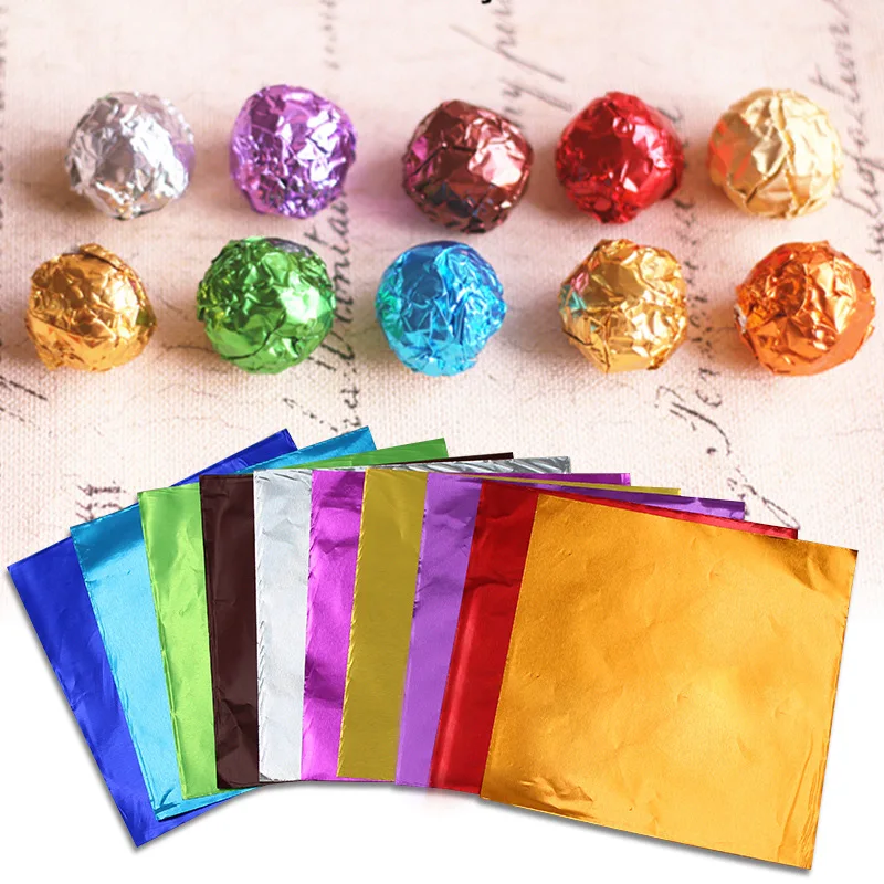 Золотая шоколадная алюминиевая фольга бумажные обертки 4 дюйма квадратные