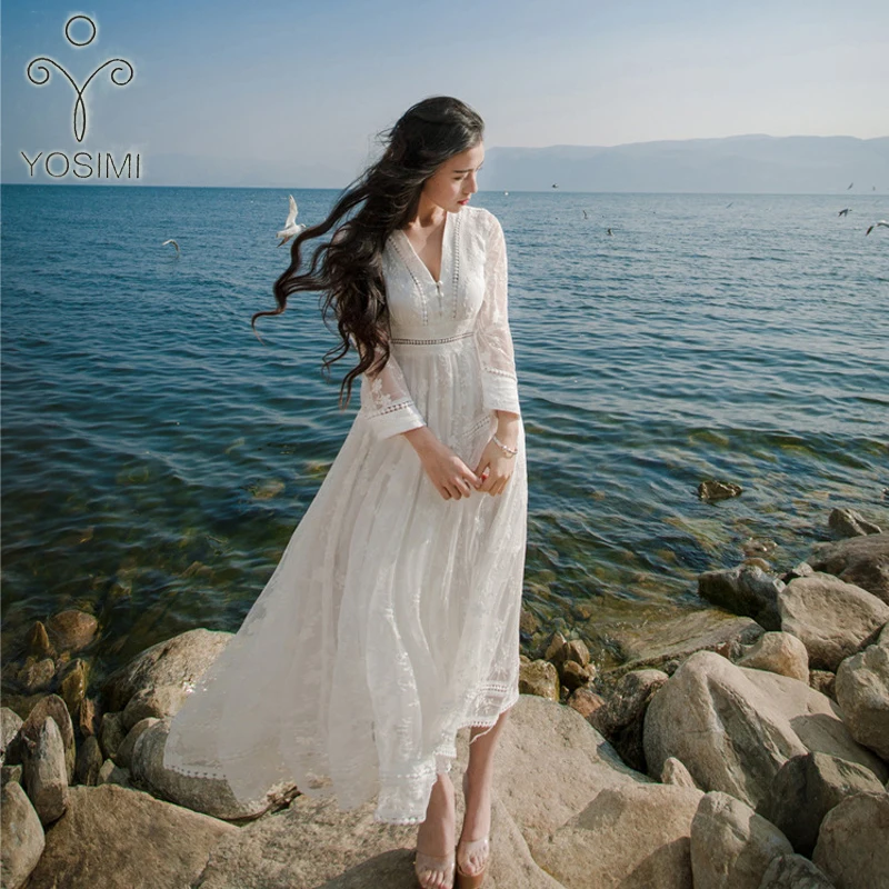 Женское кружевное платье туника длинное винтажное средней длины с треугольным