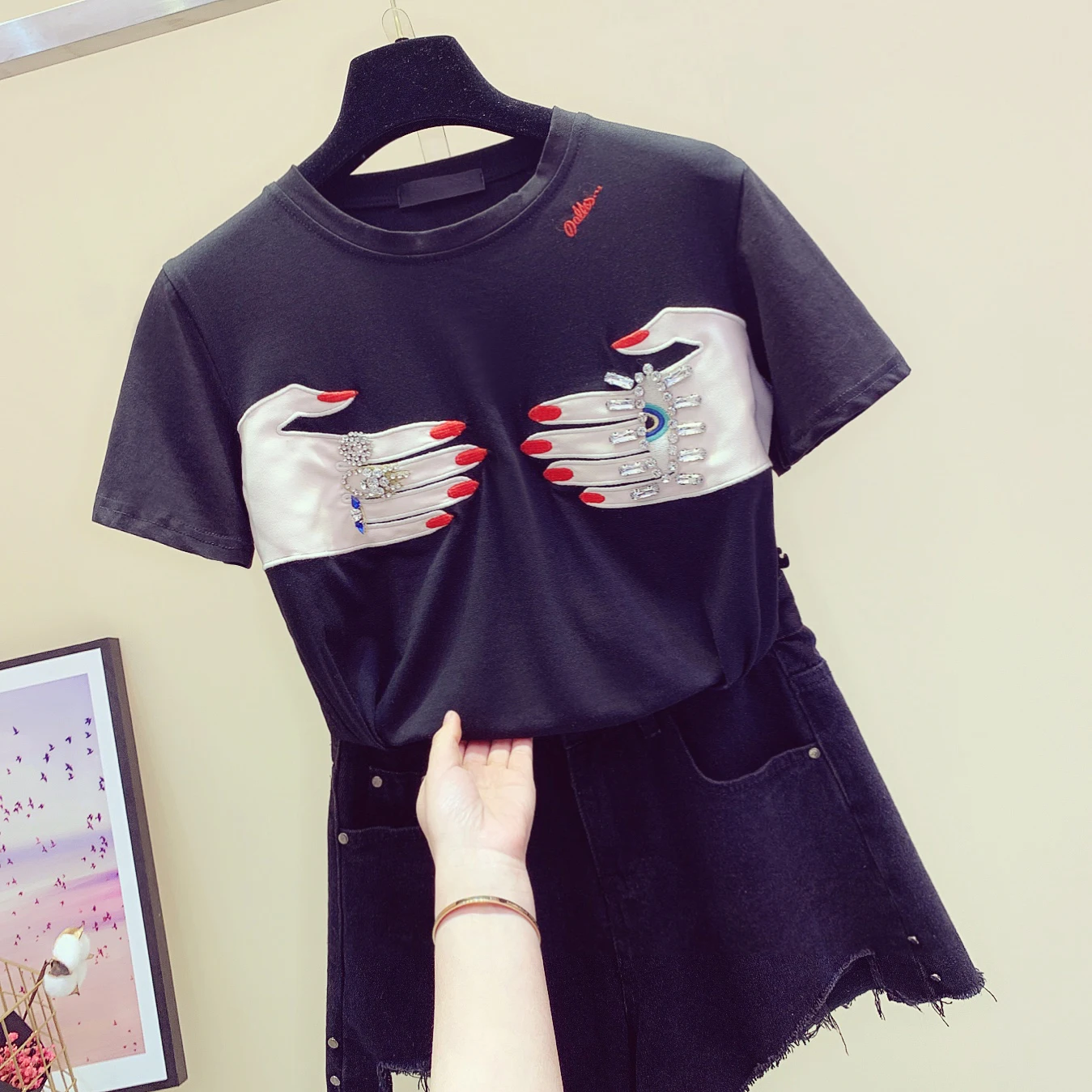 Женская футболка с коротким рукавом на весну и лето новинка 2019 корейская модная