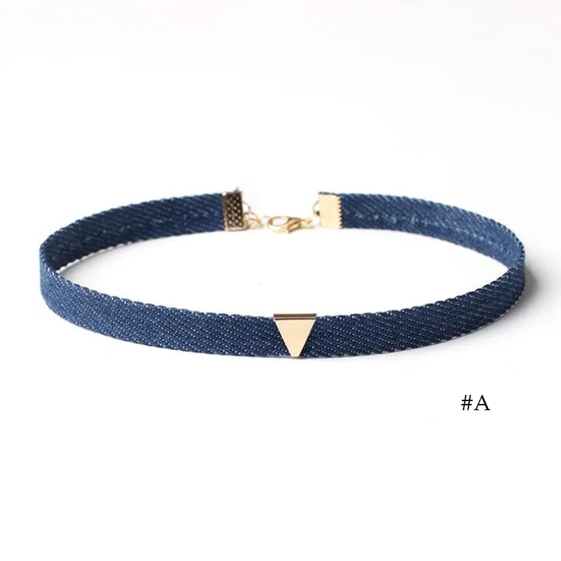 New Blue Jeans Choker Necklace For Women Punk Denim Collar Alloy Pendant Rope Colar Colliers Ras De Cou Bijous Jewelry | Украшения и