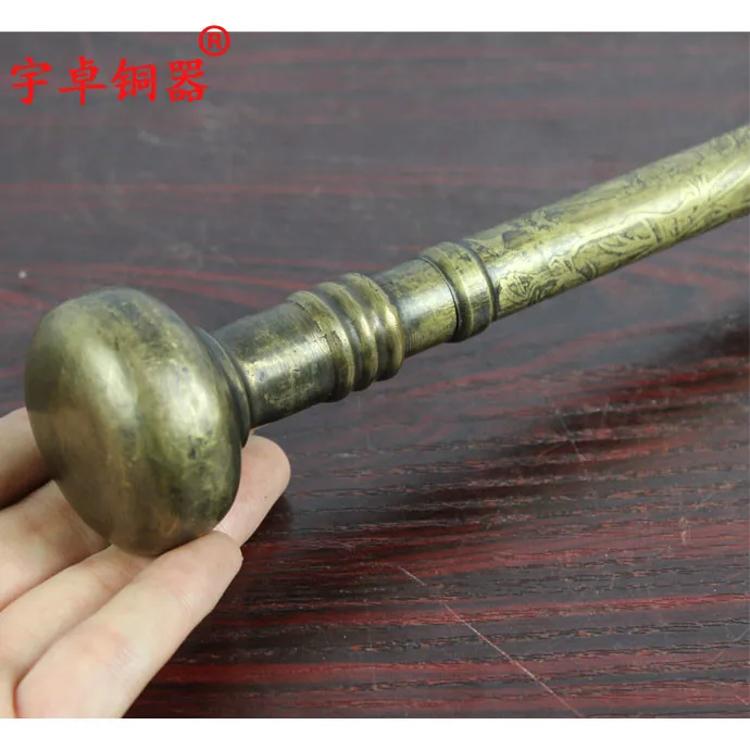 

Yu Zhuo bronze round old cane crutches walkers a crutch copper decoration