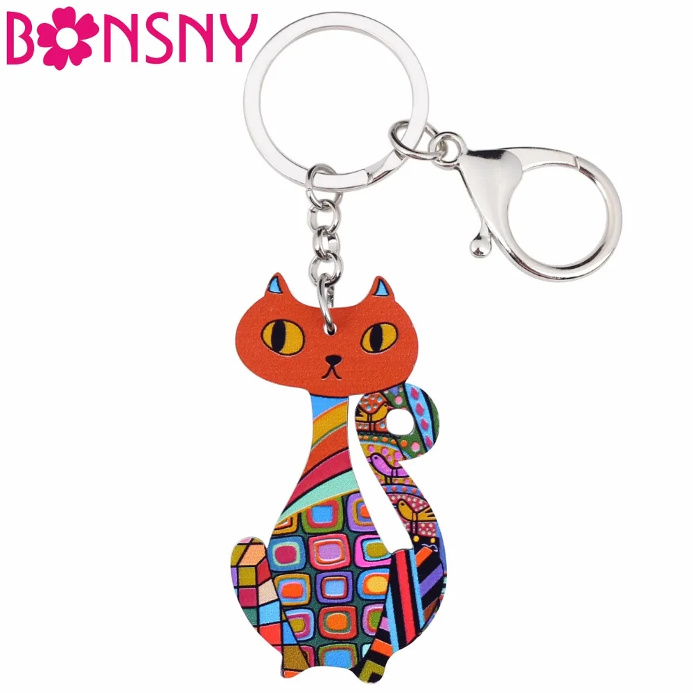 Акриловые ювелирные изделия Bonsny для домашних животных кошка брелок женская