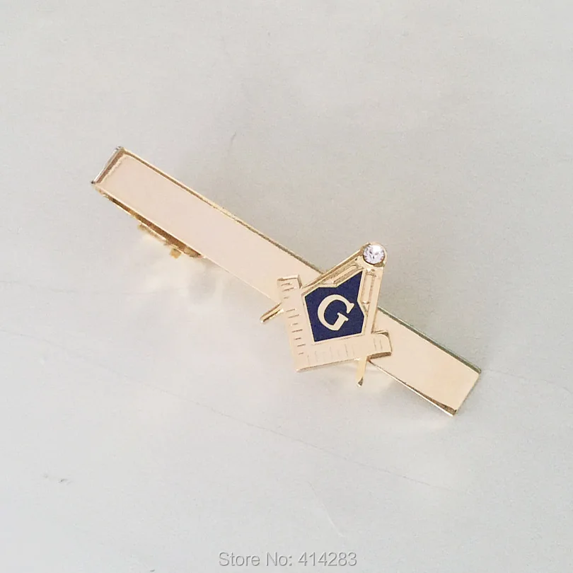 100 шт на заказ золотой цвет горный хрусталь Зажимы для галстука масонская мода