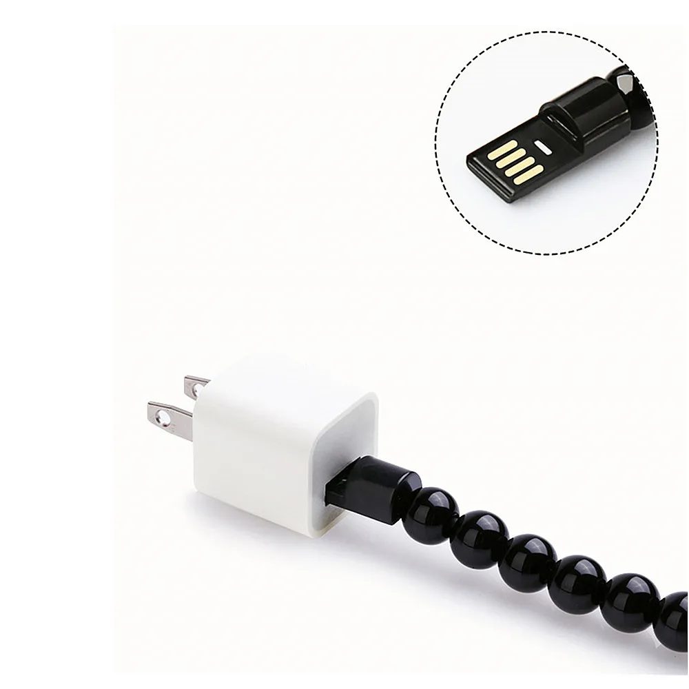 USB кабель браслет с бусинами зарядное устройство для samsung Galaxy S7 S8 Plus iPhone X 5 6 6S 7 8 xiaomi