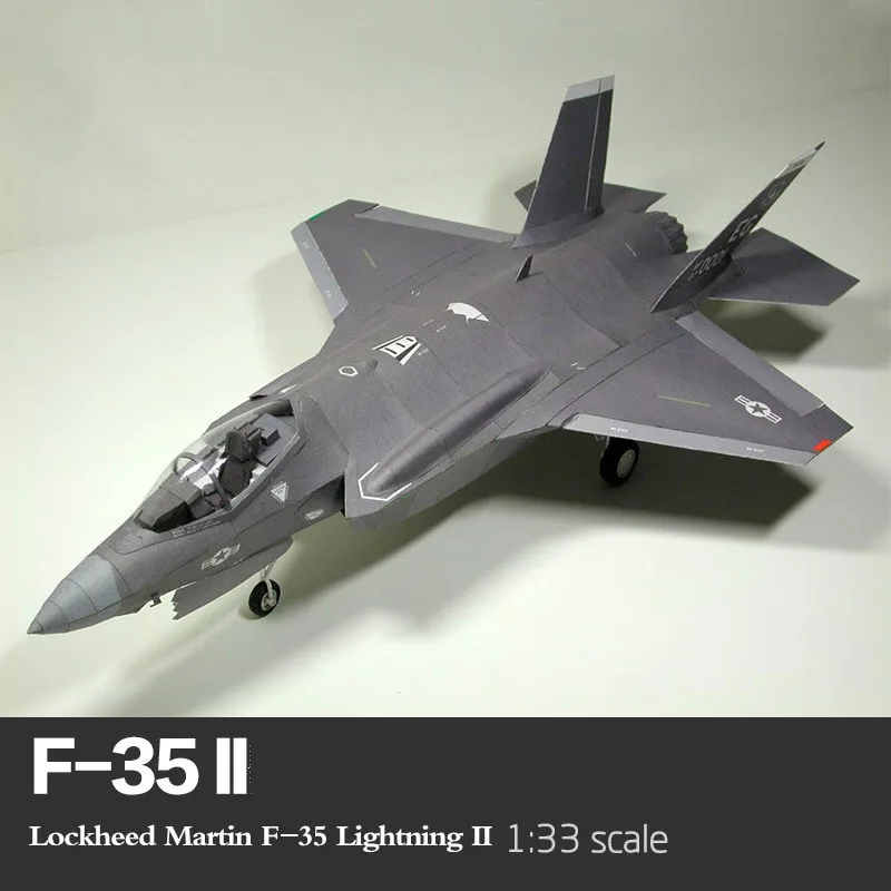 1:33 Американский F 35 II истребитель молния 3D Бумага модель с трёхмерными чертёжами