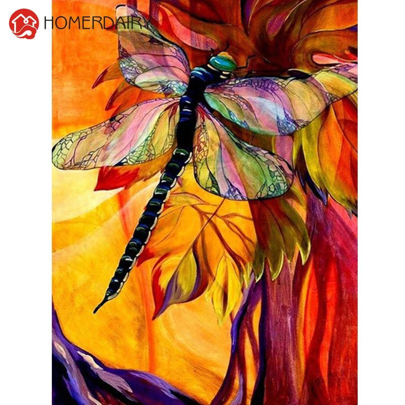 HOMERDAIRY 5D DIY Diamond Embroidery Flower and Dragonfly Painting Cross Stitch Full Round Drill Mosaic Decoration Gifts | Дом и сад