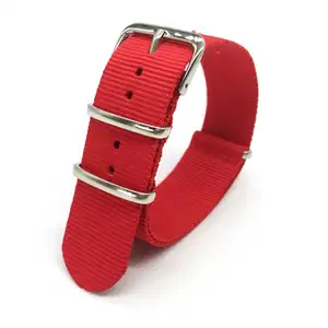 Ремешок нейлоновый для наручных часов, красный браслет из тканого волокна в стиле НАТО, 18 мм 22 мм 24 мм