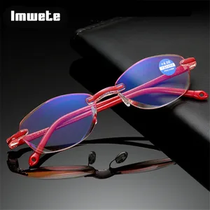 Женские очки для чтения Imwete без оправы с защитой от синего света, очки для дальнозоркости и дальнозоркости, безрамные очки для чтения, 1,0, 1,5, 2,0