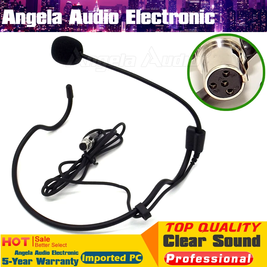 Конденсаторный мини микрофон с разъемом XLR 4 Pin TA4F гарнитура для SHURE UHF