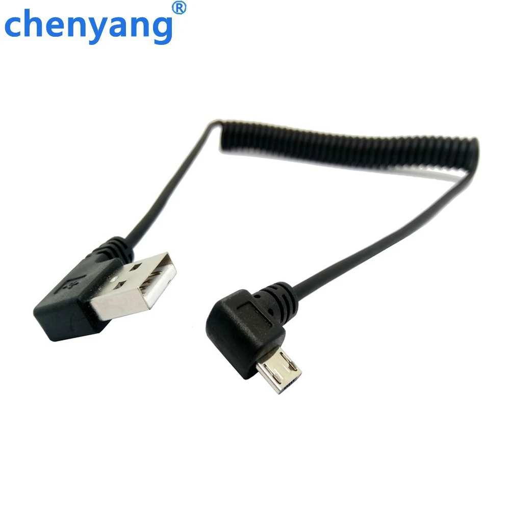 Micro usb штекер 90 градусов левый угловой к пружинный выдвижной Эластичный кабель